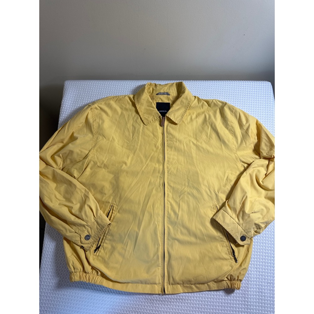 London Fog Vintage Jacket Mens XLT Golf Harrington Yellow Full Zip EUC